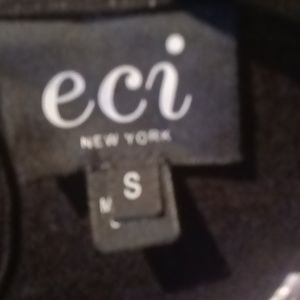 NWOT eci black multi-colored floral laced blouse w sheer bell sleeves Size Small